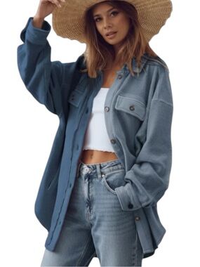 144:  BIBI NWT JACKET/SHACKET DARK NAVY/DUST (C)